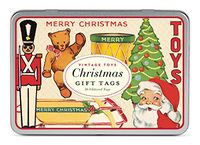 Cavallini Papers Glitter Gift Tags Christmas Toys 36 Assorted Gift Tags Packaged in a Tin
