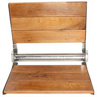 YaeGarden Teak Folding Shower Seat Wall Mounted Solid Wood Fold Down Spa Bench with Backrest