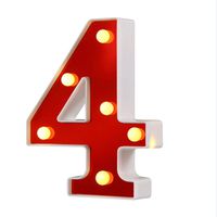 Samapet 4 LED Marquee Letter Lights 26 Alphabet Red Pleasent Indoor Bright Night Lights Sign for Wedding Birthday Party Battery Powered Christmas Night Light Lamp Home Bar Decoration