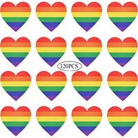 Gay Pride Stickers LGBT Rainbow Color Heart Shaped Stickers Roll for Gifts, Crafts, Envelope Sealing and Lesbian Gay Group Activities 1.6 x 1.6” (120pcs)