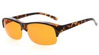 Eyekepper 100% Anti-Blue Light Blocking Fitover Glasses,Wear Over Reading and Prescription Glasses with Extra Amber Lens, Tortoise