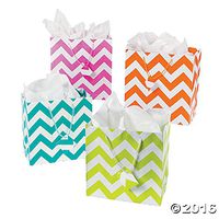 CHEVRON GIFT BAG ASST - Party Supplies - 12 Pieces