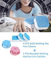 Solid Washing Machine Cleaner Effervescent Tablet,Household Reusable Washing Machine Lint Trap Machine Net Bag, Triple Decontamination Deep Cleaning Machine for Bathroom (6)