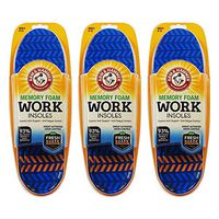 Arm & Hammer Memory Foam Work Insoles Cushioned Anti Fatigue Arch Support for Men - 3 Pack