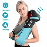 Shiatsu Neck Massager Back Shoulder Massager with Heat - Deep 3D Kneading Massager Shawl for Neck Shoulder Back Waist Hips Legs& Foot Whole Body, Relieve Muscle Pains Soreness and Tensions (Blue)