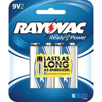 Alkaline Batteries, 9V, 2/Pack