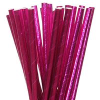 Biodegradable Paper Straws Hot Pink Foil Solid (75)