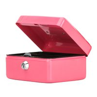 Small Cash Box with Key Lock, Decaller Portable Metal Money Box with Double Layer & 2 Keys for Security, Pink, 6 1/5" x 5" x 3", QH1506XS