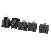 uxcell 5 Pcs AC 125V US Outlet Panel Mount Power Rewiring Socket Black
