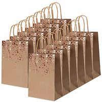 Cooraby 18 Pieces Paper Bags Bronzing Kraft Bag Hen Party Bags Bride Gift Birthday Bag with Handle for Wedding Parties Keepsake Night Celebrations (Rose Gold Bronzing-Hearts)