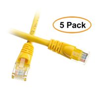 ACL 6 Feet RJ45 Snagless/Molded Boot Yellow Cat5e Ethernet Lan Cable, 5 Pack