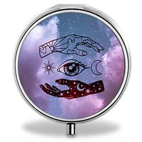 IMLONE Pill Organizer, Customized Sun and Moon Pill Boxes with 3 Components and Mirror for Travelling and Daily Needs