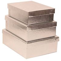 JAM PAPER Rectangle Gift Box Nesting Set - Silver - 3/Pack