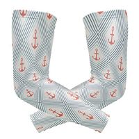 LEVEIS Anchor Shape Line Arm Sleeves UV Protection for Men Women Sunblock Protective Gloves Running Golf Cycling Driving Long Arm Cover 1 Pair