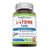 Pure Naturals L-Lysine 500mg 250 Capsules – Supports Calcium Absorption* Supports Healthy Connective Tissue* Supports Healthy Immune Systeam*