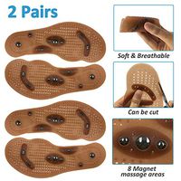 2 Pairs Massaging Insoles Acupressure Magnetic Insoles for Women ＆ Men, Plantar Massage Fasciitis Pain Relief Shoe Insoles (Brown(M Size))