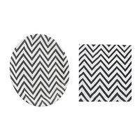 Youmewell Disposable Chevron Black Paper Party Napkins 40 Count Paper Plates 24 Count