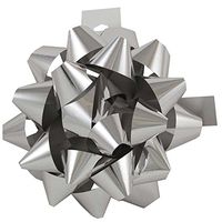 JAM PAPER Gift Bows - Large - 7 Diameter - Silver Metallic - 24/Pack