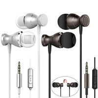2 Packs Magnetic Earbud Headphones with Remote & Microphone, DaKuan in Ear Earphone Stereo Sound Noise Isolating Tangle Free for Smartphones, Laptops, Gaming, Fits All 3.5mm Interface Device