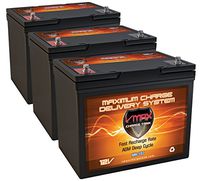 QTY3 VMAX MR107-85 12V 85AH AGM Deep Cycle Group 24 Batteries for 36 Volt 36v Electric Trolling Motors (3x12 Volt 85Ah Grp24 Batteries)