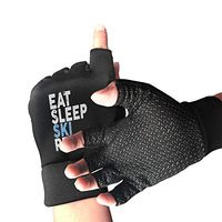 Mens Womens Eat Sleep Ski Repeat Fingerless Gloves for Arthritis & Carpal Tunnel Pain Relief