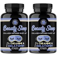 Beauty Sleep, Collagen Infused Night Time Sleep Aid, All Natural Pills with L-Theanine, Melatonin, Magnesium & Hyaluronic Acid by Angry Supplements (2-Bottles)