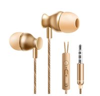 Amandaz Universal 3.5mm in-Ear Stereo Earphones with Adjustable Volume and Phone Microphone (Gold)