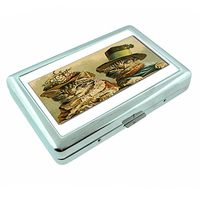 Perfection In Style Metal Silver Cigarette Case Vintage Cat Design 003