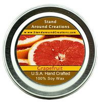 Premium 100% All Natural Soy Wax Aromatherapy Candle - 2oz Tin -Grapefruit: A true-to-life blend of ripe, tangy grapefruit an exotic fruit that is citrusy and sweet.