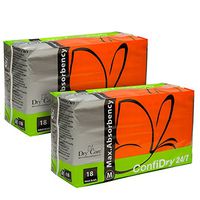 Dry Care’s ConfiDry Maximum Absorbency Briefs, Elastic Waist, Refastenable Tabs, Night and Day, 24/7 Wear, (Medium 2 Bag)