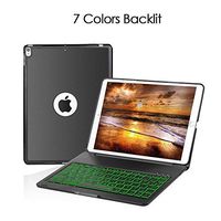 iPad Detachable Keyboard Case 9.7 Inch,MeiLiio 7 Colors LED Backlit Wireless Bluetooth Keyboard with Folio Smart Keyboard Case Protective Cover for Apple iPad Air 9.7 inch Tablet (Black)