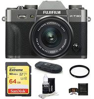 Fujifilm X-T30 Digital Camera (with XC 15-45mm Lens 64GB Bundle, Dark Silver)