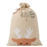 JUNYAO Christmas Bag Santa Sack Canvas Bag for Gifts Santa Sack with Drawstring Christmas Bag Large Size 27.5"x19.5" (Burlap Elk)