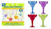 Maven Gifts: Amscan Cocktail Margarita Glasses with Luau Swirl Decorations