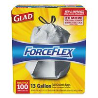 ForceFlex Tall Kitchen Drawstring Bags, 13 gal.90mil, 24x25 1/8 White 100/Bx, Sold as 2 Box, 100 Each per Box