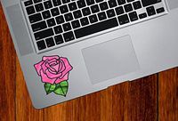Yadda-Yadda Design Co. Rose Blossom D1 Stained Glass Style - Vinyl Decal for Trackpad | Tablet | Laptop YYDC (2.75" w x 2.75" h) (Pink)