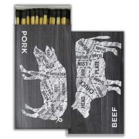 MY SWANKY HOME Pork Beef Butcher Cut Meat Diagram Matches | Set 10 Graphic Long Fireplace