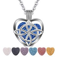 CELESTIA Essential Oil Diffuser Necklace for Women Heart Aromatherapy Locket Pendant with 7 Reusable Coloured Lava Stones Gift Jewelry Set - 24" Chain