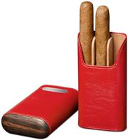 Personalized Brizard & Co Cigar Case with Free Engraving on Plate (Red Leather)