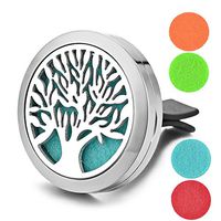 Garden Charms 30mm Tree Life Air Freshener Locket Stainless Steel Perfume Essential Oil Diffuser Locket Jewelry with Free Pads (A)