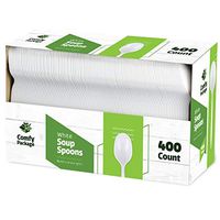 400 Light-Weight White Disposable Plastic Soup Spoons