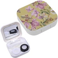Portable Contact Lens Case Box Travel Kit Mirror + Bottle + Tweezers Container Holder [ Beautiful Watercolor Alstroemeria Flowers ]
