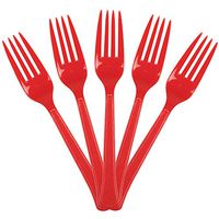 JAM PAPER Premium Utensils Party Pack - Plastic Forks - Red - 48 Disposable Forks/Pack