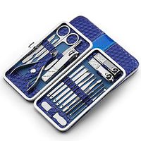 Manicure Pedicure Set Nail Clippers 18 in 1 Stainless Steel Professional Hygiene Kit - Toenail Clippers Includes Cuticle Remover with Portable Travel Case Beauty Care Tools (Blue)
