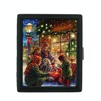 Perfection In Style Metal Cigarette Case Vintage Christmas Design 020
