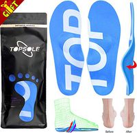 TOPSOLE High Arch Support Insert Unisex Full-Length Arch-Supporting Insole for Relief of Heel Pain, Plantar Fasciitis, Flat Feet (Blue, Mens 5-5 1/2 | Womens 7-7 1/2(9.45")(240MM))