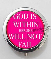 BlackKey God is Within Her She Will Not Fail 3-Compartment Decorative Pocket Gift Box Case Organizer for Pill, Color 1 -1019