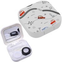 Portable Contact Lens Case Box Travel Kit Mirror + Bottle + Tweezers Container Holder [ Small Cars ]
