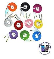 goprocell(TM) 10 pack 3.5mm Male to Male Audio Cable (3FT) Car Aux Cable noodle Flat Non Tangle For Car Stereo Computers Laptops Iphone 5 6, Itouch, Galaxy Smartphones LG HTC NOKIA iphone 6s plus