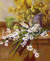 Hi-Look Microfiber Cleaning Cloth - White Flowers on Pine Chest